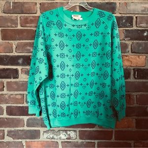 Vintage Magnet | Sweatshirt Painted Geometric Prints Sweater -L -48 Chest